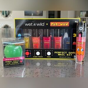 PAC MAN lip scrub, lip gloss, and nail polish bundle